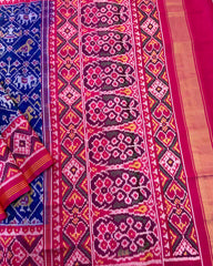 Pink & Blue Narikunj Designer Patola Saree