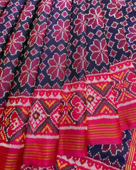 Pink & Blue Flower Designer Patola Saree