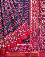Pink & Blue Flower Designer Patola Saree