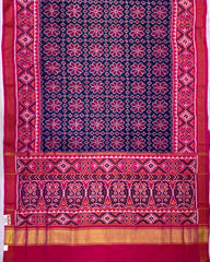 Pink & Blue Flower Designer Patola Saree