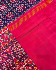 Pink & Blue Flower Designer Patola Saree