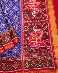 Red & Blue Panchanda Designer Patola Saree