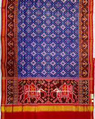 Red & Blue Panchanda Designer Patola Saree