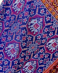 Red & Blue Manekchowk With Elephant Designer Patola Dupatta