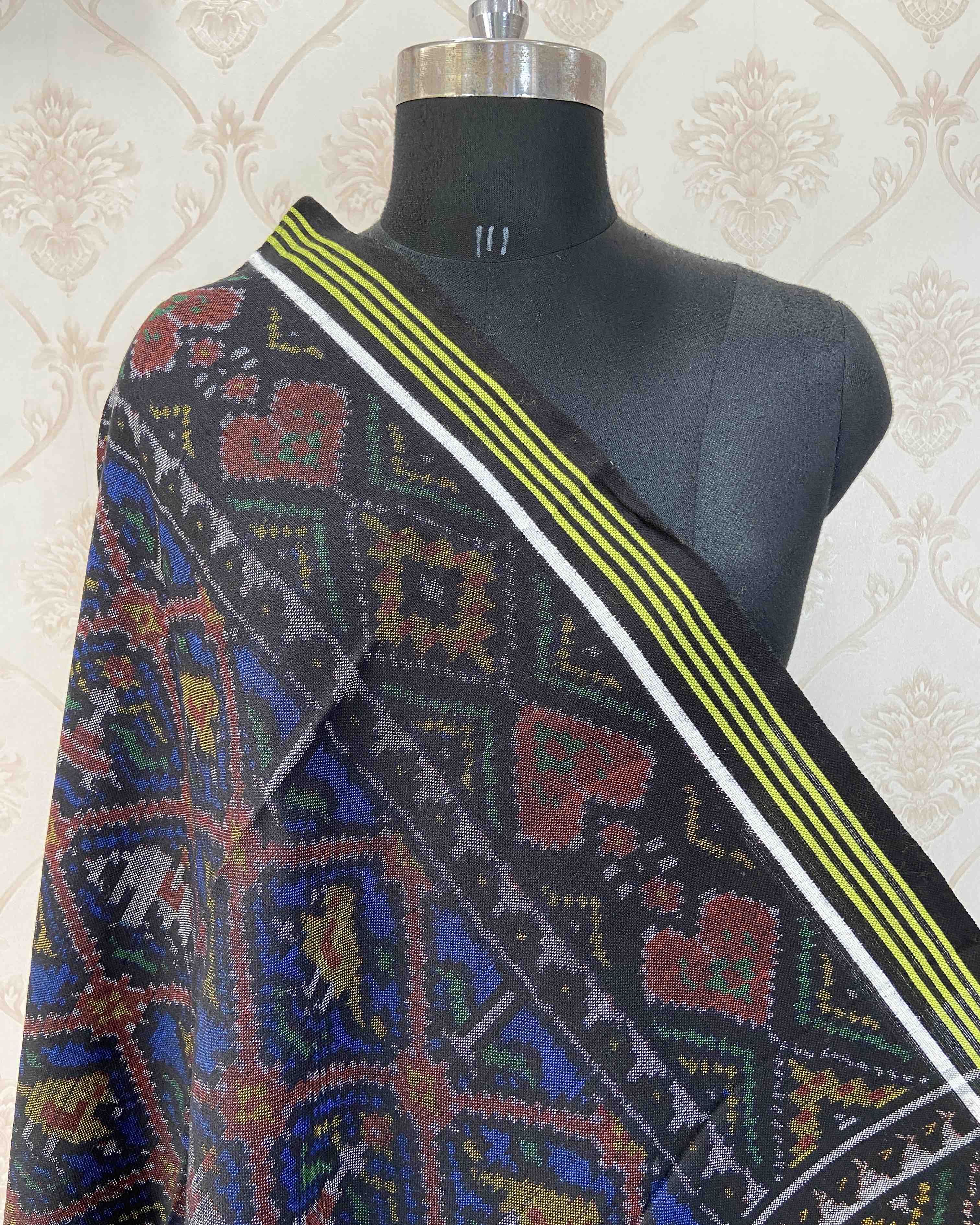 Black & Blue Narikunj Patola Shawl SindhoiPatolaArt