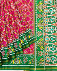 Green & Pink Manekchok Designer Patola Saree