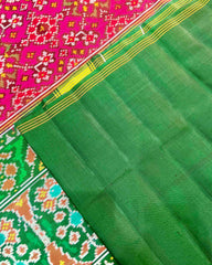 Green & Pink Navratan Designer Patola Saree