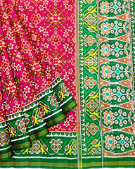 Green & Pink Navratan Designer Patola Saree