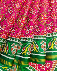 Green & Pink Navratan Designer Patola Saree