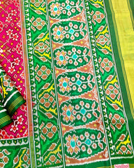 Green & Pink Navratan Designer Patola Saree