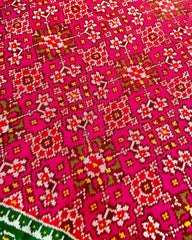Green & Pink Navratan Designer Patola Saree