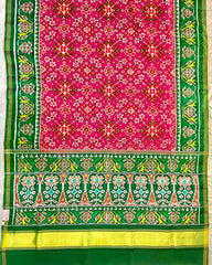 Green & Pink Navratan Designer Patola Saree