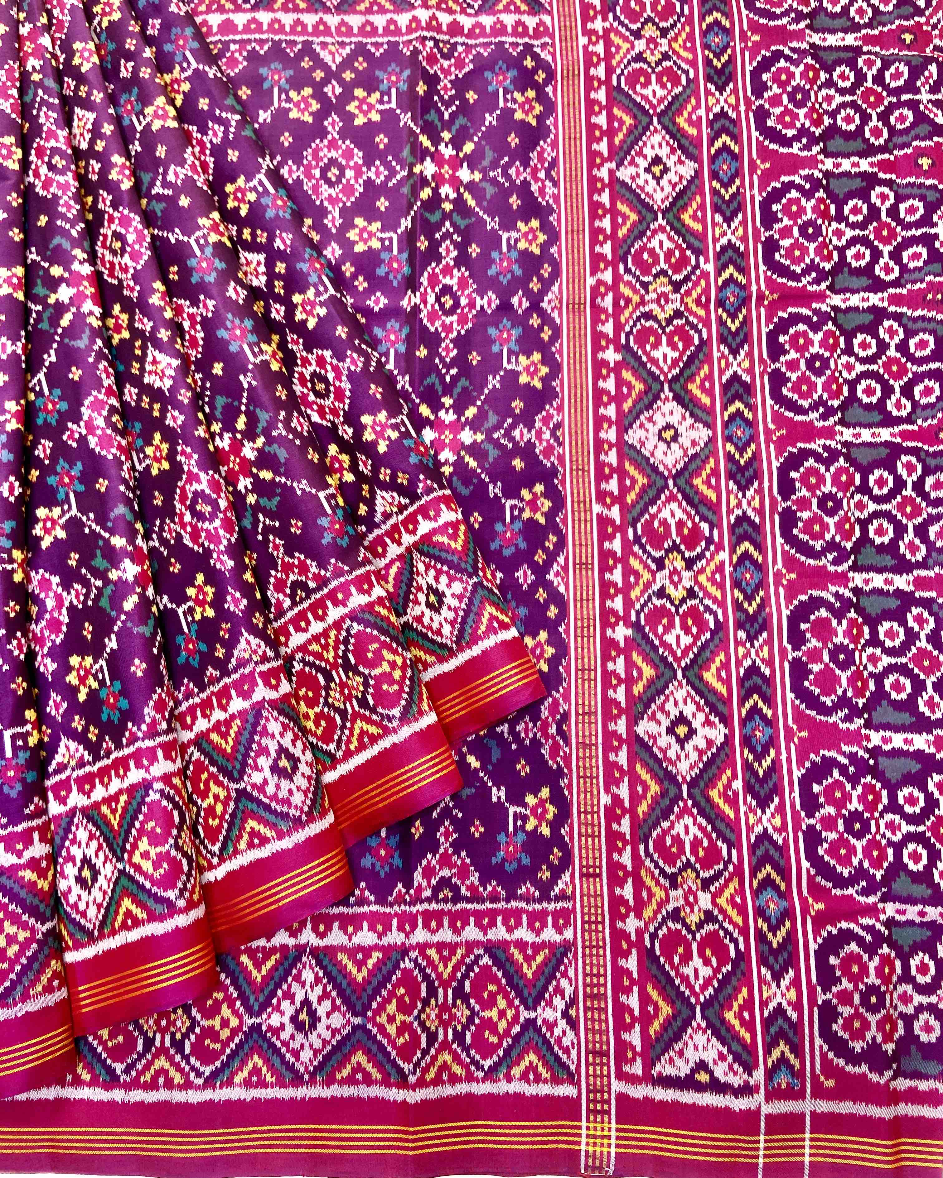 Pink & Purple Navratan Designer Patola Saree