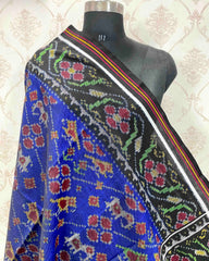 Black & Blue Narikunj Flower Patola Shawl SindhoiPatolaArt