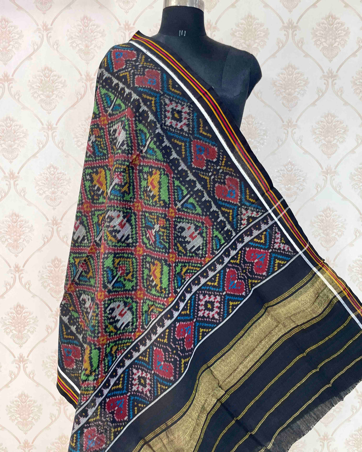 Black & Green Manekchowk Patola Shawl