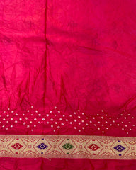 Pink Dupion Bandhani Saree