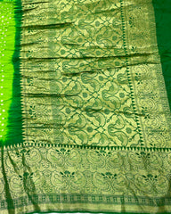 Green Kanjivaram Bandhani Saree