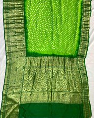 Green Kanjivaram Bandhani Saree