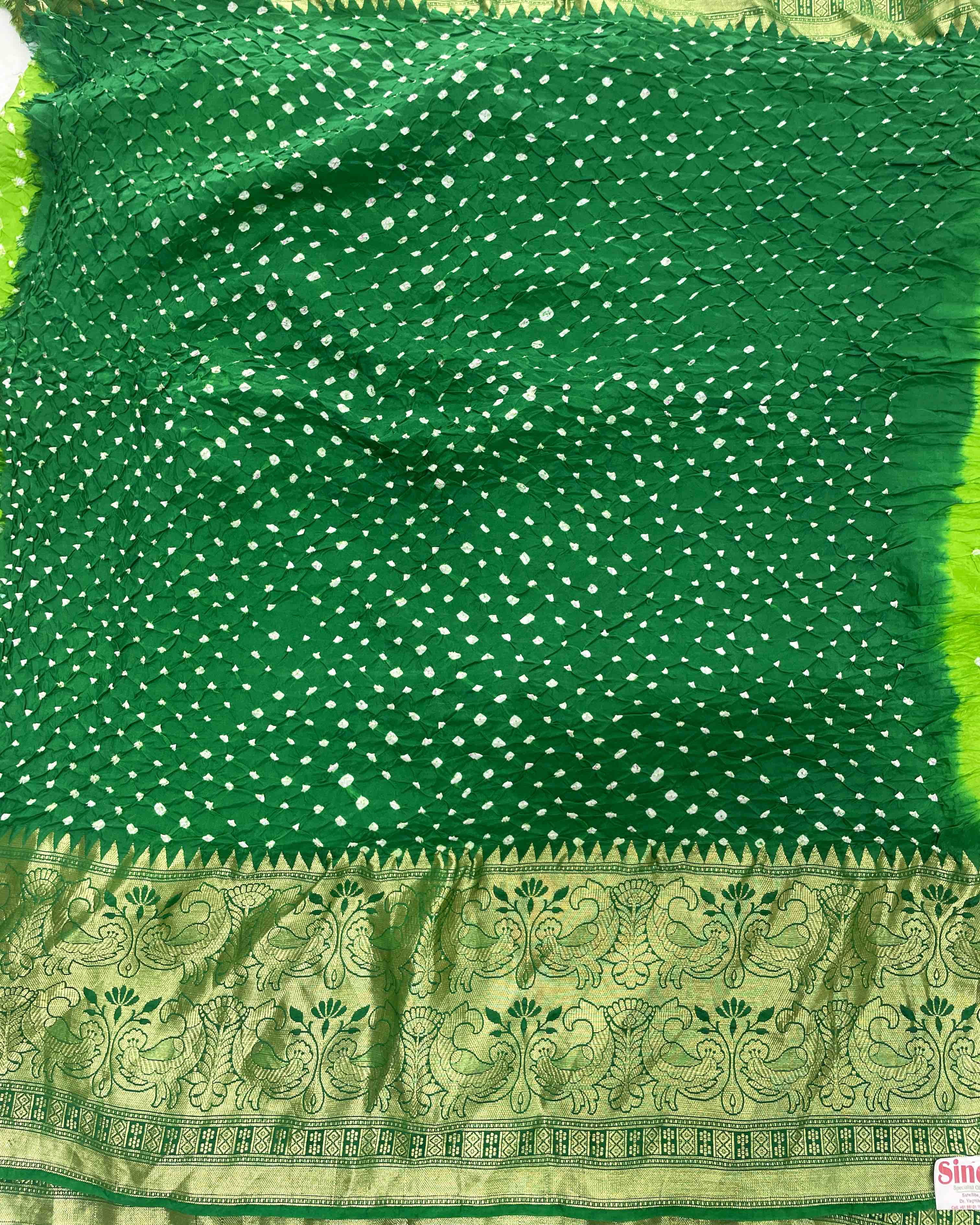 Green Kanjivaram Bandhani Saree