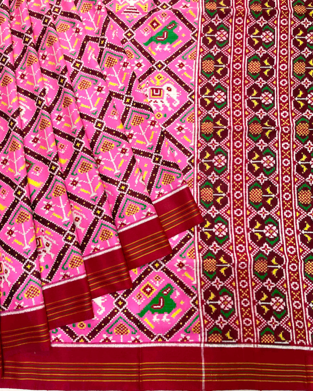 Red & Pink Narikunj Designer Patola Saree