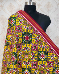 Red & Yellow Navratan Designer Patola Dupatta