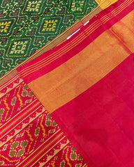 Red & Green Panchanda Designer Patola Saree