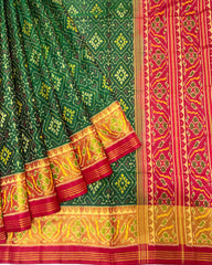 Red & Green Panchanda Designer Patola Saree