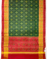 Red & Green Panchanda Designer Patola Saree