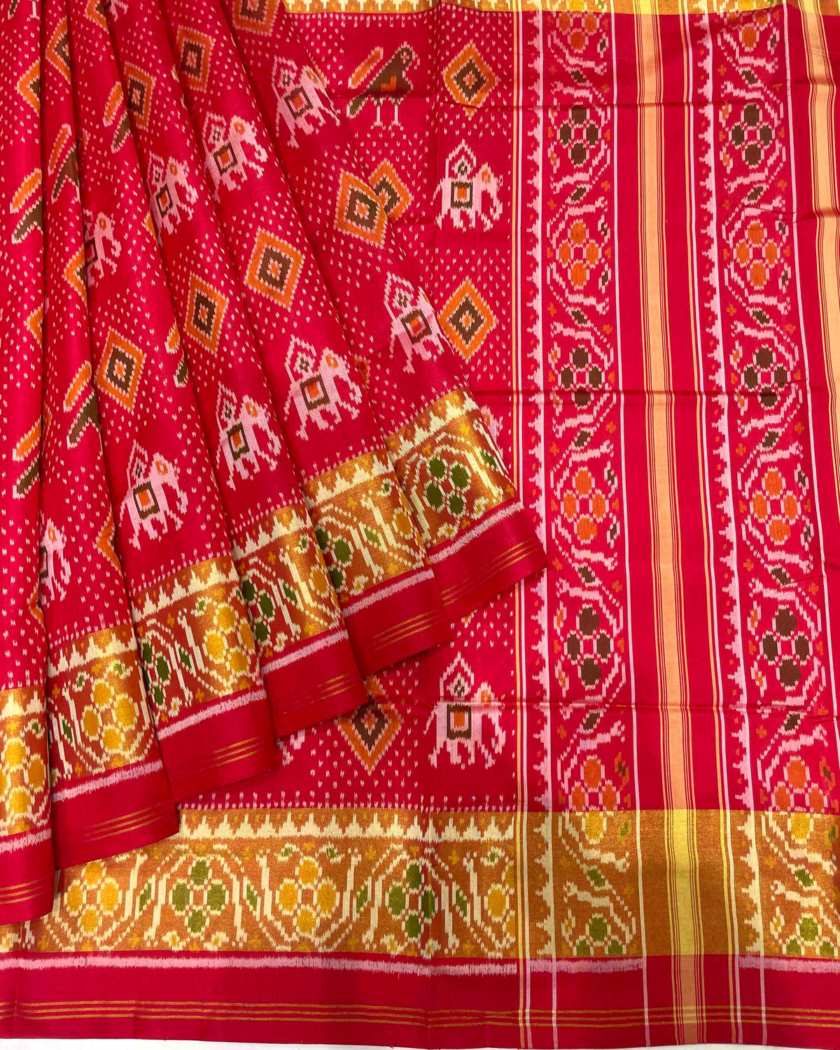 Red Narikunj Designer Patola Saree