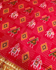 Red Narikunj Designer Patola Saree