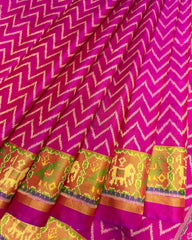 Pink Zigzag with Narikunj Pallu Designer Patola Saree