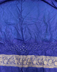 Blue & Sea Green Kanjivaram Bandhani Saree