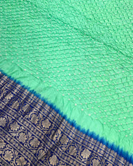 Blue & Sea Green Kanjivaram Bandhani Saree