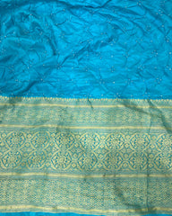 Sky Blue Kanjivaram Bandhani Saree