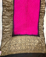 Black & Pink Kanjivaram Bandhani Saree SindhoiPatolaArt