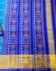 Blue Zigzag with Parrot Scut Border Designer Patola Saree