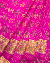 Pink Narikunj Doted Designer Patola Saree