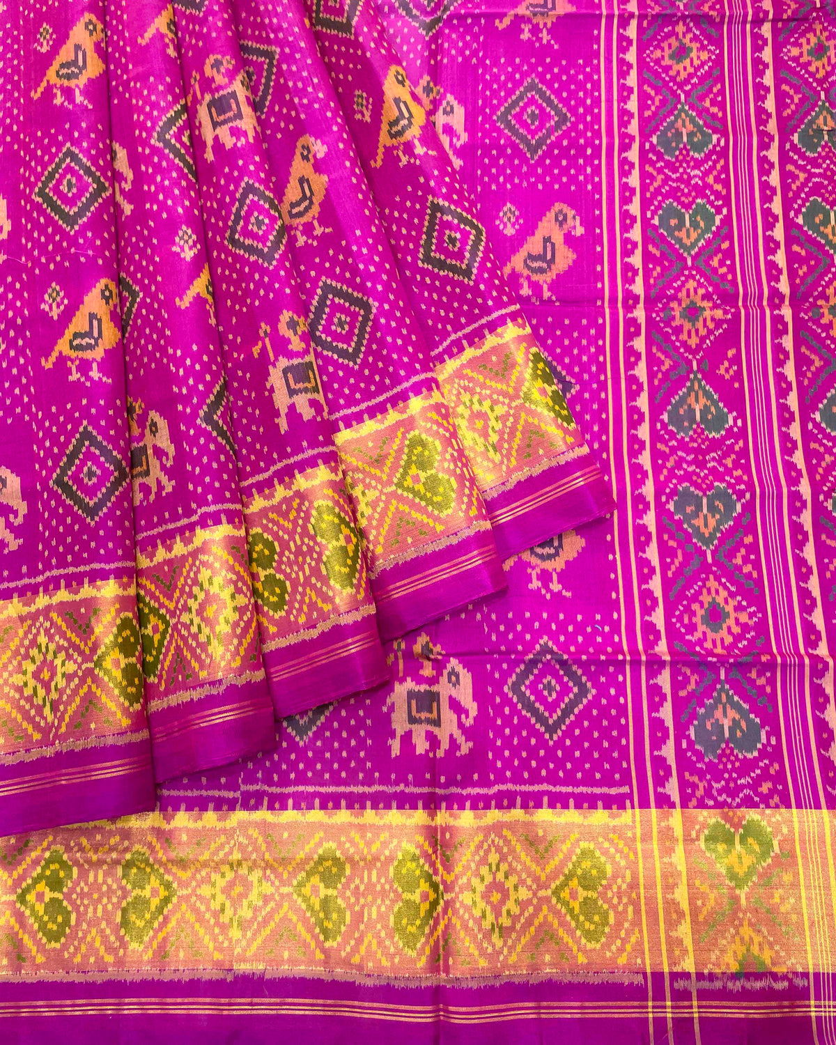 Pink Narikunj Doted Designer Patola Saree