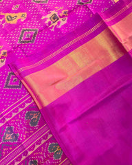 Pink Narikunj Doted Designer Patola Saree