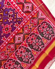 Red & Purple Navratan Designer Patola Saree