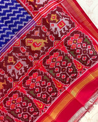 Red & Blue Designer Patola Saree