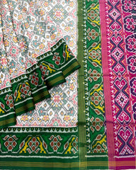 Purple & Green with White Navratan Designer Patola Saree