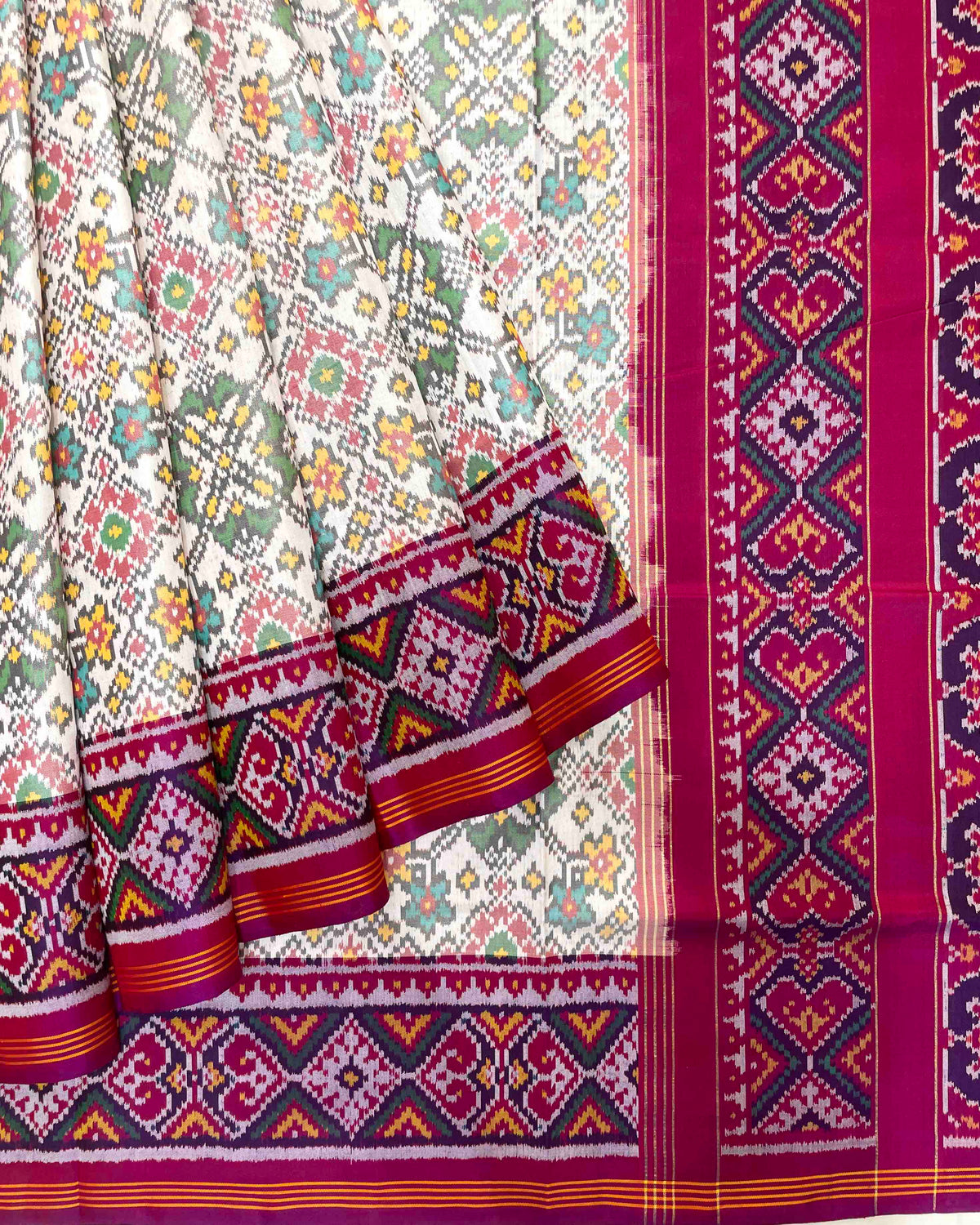 Purple & White Navratan Designer Patola Saree
