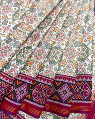 Purple & White Navratan Designer Patola Saree