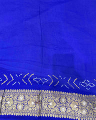 Blue banarasi georgette Bandhani Saree