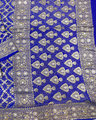 Blue banarasi georgette Bandhani Saree