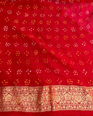 Red Mysore Georgette Bandhani Saree