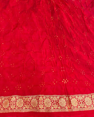 Red & Orange Bandhani Saree