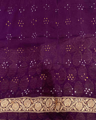 Purple & dark lavender banarasi georgette Bandhani Saree