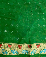 Green georgette Bandhani Saree
